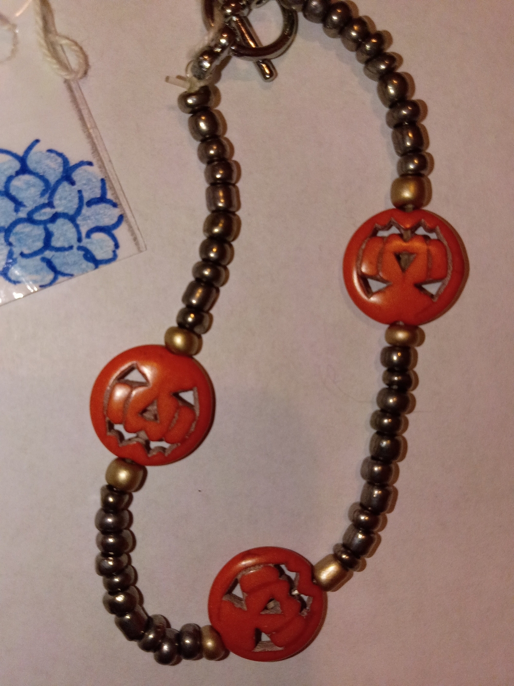 Handcrafted Orange Pumpkin Bead Bracelet - Women Jewelry